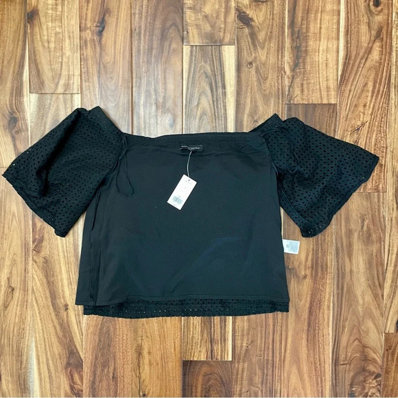 New Banana Republic Black Ruffle Off the Shoulder Shirt  Blouse Size Small - Picture 8 of 12